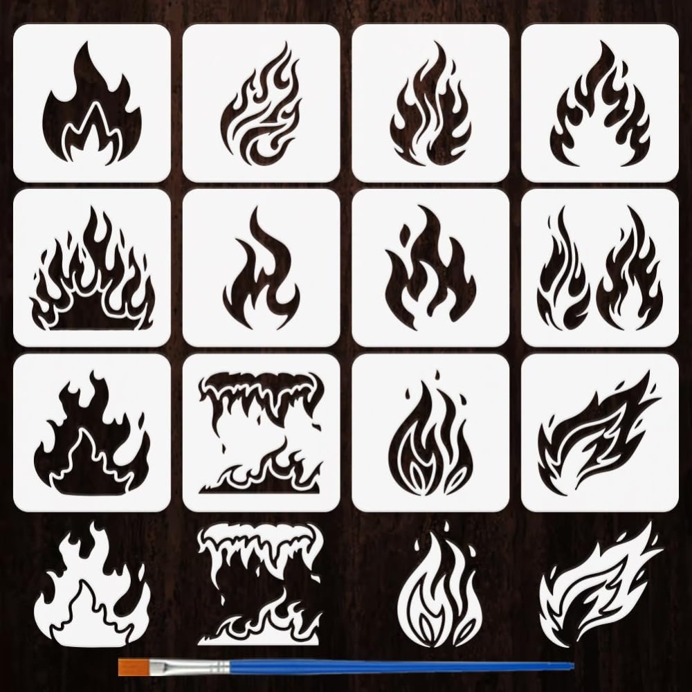 Photography Techniques - 12PCS Flame Painting Stencil with Paint
