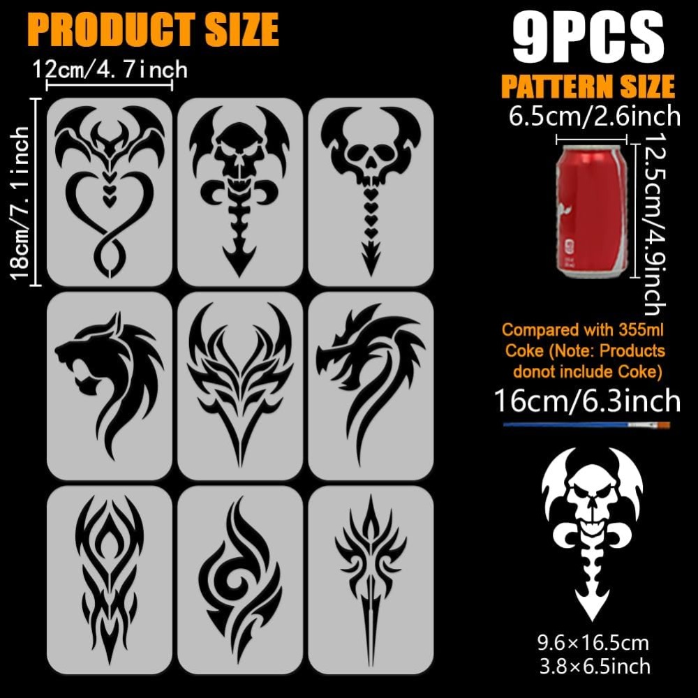9PCS Tattoo Pattern Stencil fo - огляд і ціна Photography Techniques