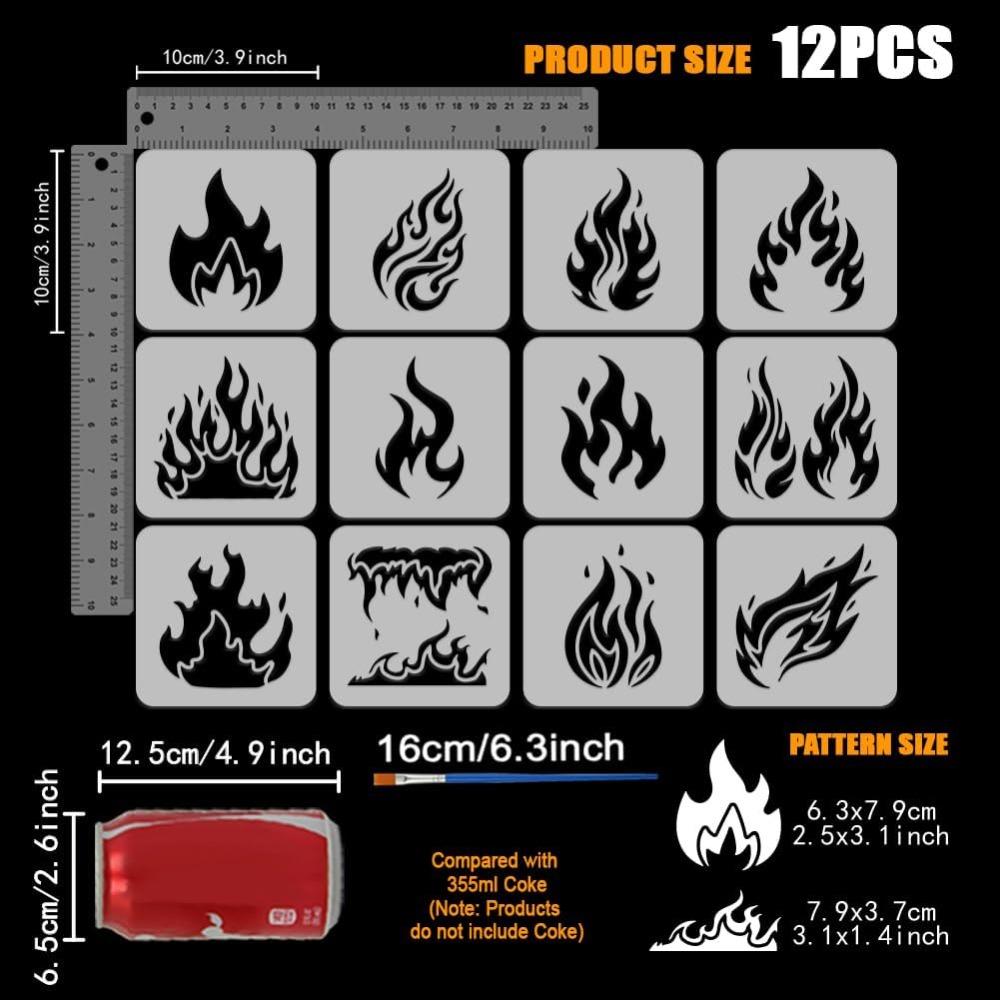 12PCS Flame Painting Stencil w - огляд і ціна Photography Techniques