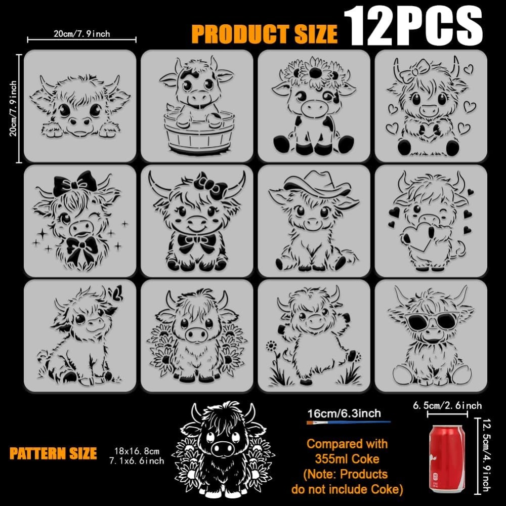 12PCS Cute Calf Painting Stenc - огляд і ціна Photography Techniques