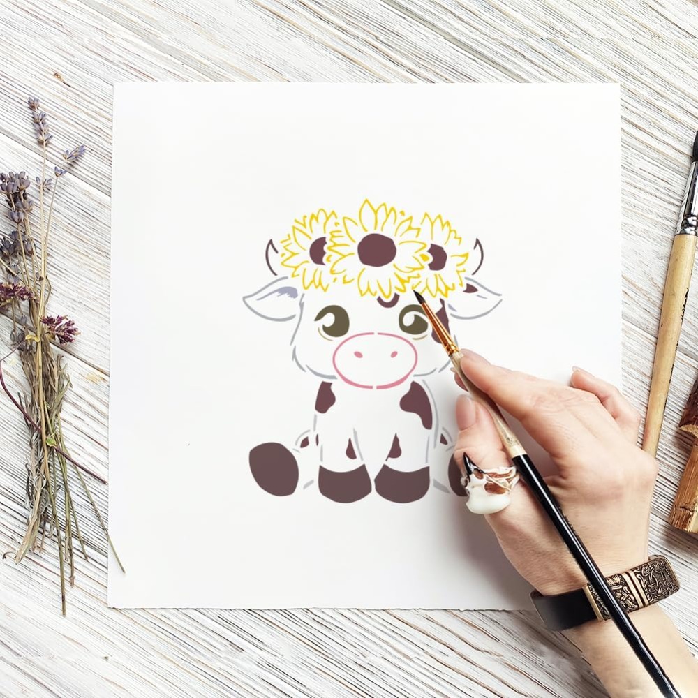 12PCS Cute Calf Painting Stenc - огляд і ціна Photography Techniques
